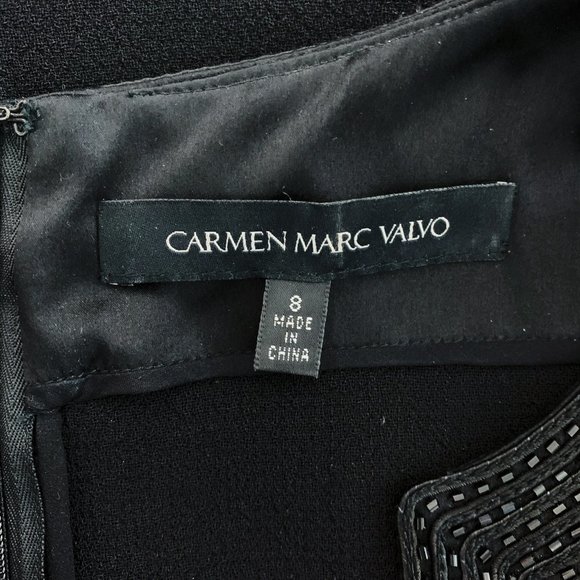 Carmen Marc Valvo Black Sleeveless Sheath Dress - Picture 5 of 8